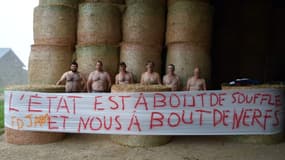 Fin octobre, l’image a fait le tour de la région : au milieu des bottes de foin, six agriculteurs du Tarn posent torse nu, bronzage agricole apparent, derrière une banderole proclamant: "L’Etat est à bout de souffle et nous à bout de nerfs".