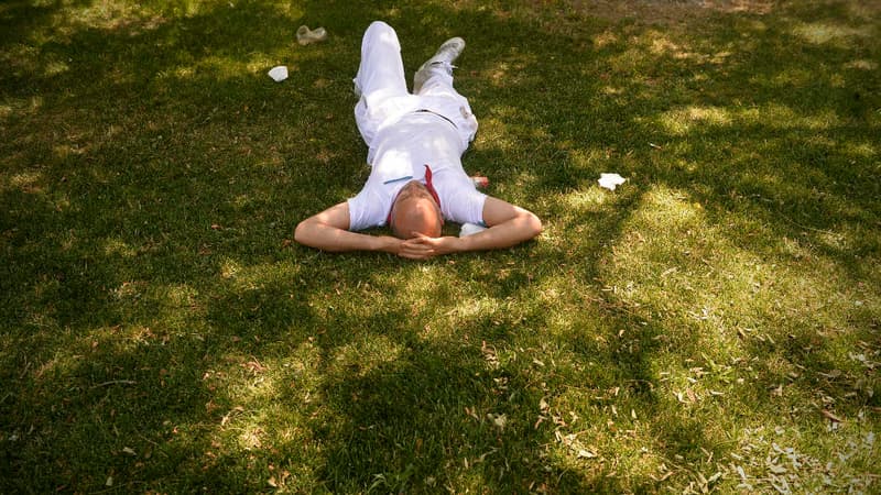 Un homme faisant la sieste dans un parc (photo d'illustration).