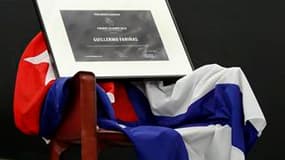 Chaise vide dans l'hémicycle du Parlement européen pour symboliser l'absence du dissident cubain Guillermo Farinas, qui a reçu symboliquement le prix Sakharov mercredi. Empêché de se rendre à Strasbourg pour recevoir ce prix "pour la liberté de l'esprit"