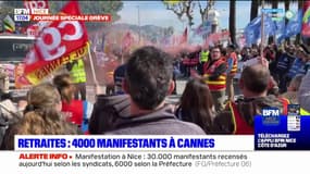 Retraites: entre 1150 et 4000 manifestants à Cannes