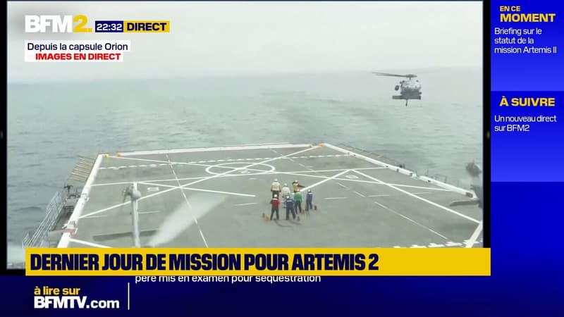 Les images en direct du pont qui accueillera l'équipage d'Artémis II, à quelques heures de leur retour sur Terre
