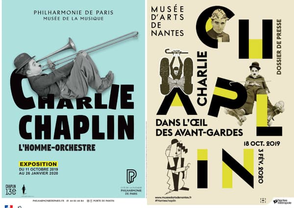 Affiches des expositions consacrées Charlie Chaplin 