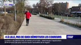 Lille: les joggeurs bravent les températures négatives