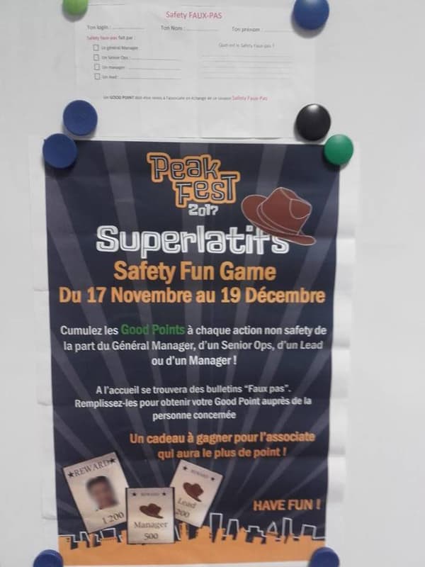 Tract promouvant le "Safety fun game" lancé dans l'entreprise Amazon de Lauwin-Planque