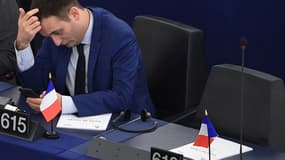 Florian Philippot le 14 mars 2017 au Parlement européen, à Strasbourg