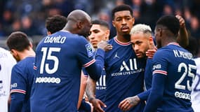 Les Parisiens célèbrent le but de Neymar contre Bordeaux, le 13 mars 2022.