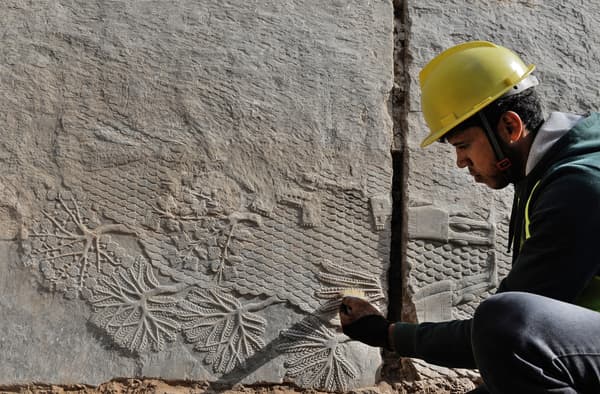 One of eight marble bas-reliefs discovered in Mosul, Iraq, dating back 2,700 years.