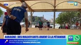 Aubagne: des malvoyants jouent à la pétanque