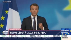 Emmanuel Macron lors de son discours à La Sorbonne.