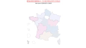 La carte des résultats des élections régionales.