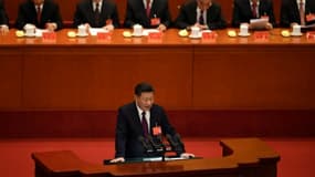 Le président chinois Xi Jinping lors de son discours pour l'ouverture du XIXe congrès du Parti communiste chinois, le 18 octobre 2017 à Pekin