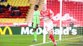 Mika Biereth buteur lors de Monaco-Auxerre, le 1er février 2025.