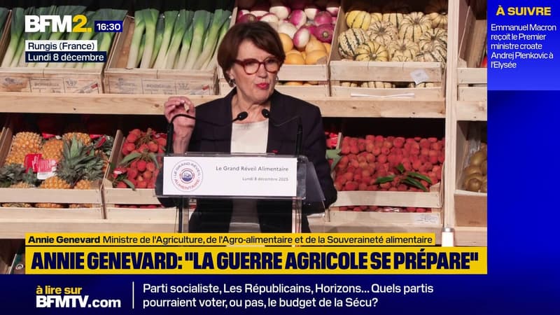 Souveraineté alimentaire: "La guerre agricole se prépare", alerte la ministre Annie Genevard