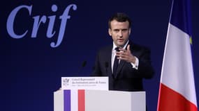 Emmanuel Macron lors du dîner du Crif à Paris ce mercredi soir.