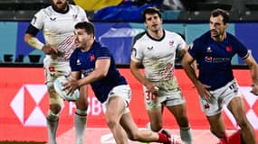 Antoine Dupont avec les Bleus du rugby à 7 face aux Etats-Unis le 2 mars 2024