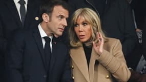Emmanuel et Brigitte Macron au Stade de France le 29 avril 2023