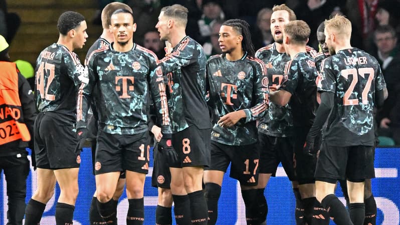 Les joueurs du Bayern Munich après l'ouverture du score de Michael Olise contre le Celtic en Ligue des champions, le 12 février 2025.