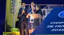 Nasser Al-Khelaifi, tout sourire au côté de Thiago Motta, lors des célébrations du titre de champion de France, en 2018