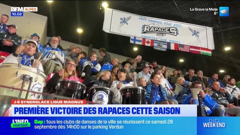 Hockey sur glace: la joie des supporters des Rapaces de Gap après la victoire contre Marseille