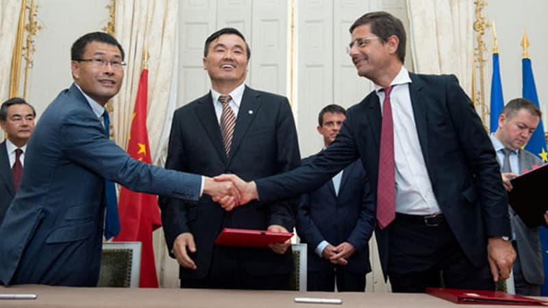 Nicolas Dufourcq (BPI) et Haibin Fan (China Development Bank) lors du lancement du fonds