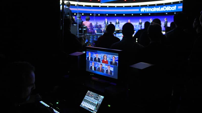 La régie du premier débat de la primaire de la droite et du centre, le 13 octobre 2016.
