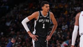 Victor Wembanyama lors du match des San Antonio Spurs face aux Brooklyn Nets, le 02/04/2024