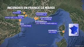 Plusieurs incendies ont touché le sud-est de la France ce mardi 8 juillet.
