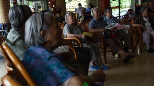 Des personnes âgées dans une maison de retraite le 1er juillet 2014 à Pékin