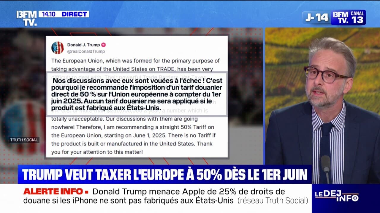 Droits de douane: donald trump menace l'union européenne de 50% de taxes douanières dès le 1er juin