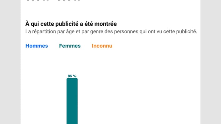 Capture d'écran de la bibliothèque publicitaire de Facebook concernant une publicité de la page "IVG : vous hésitez ? Venez en parler !"