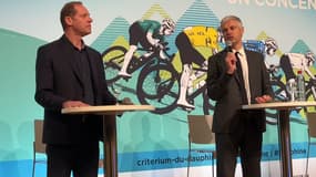 Le tracé de la 76e édition a été présenté par Laurent Wauquiez, président LR de la région Auvergne-Rhône-Alpes et Christian Prudhomme, directeur du cyclisme d'Amaury sport organisation.