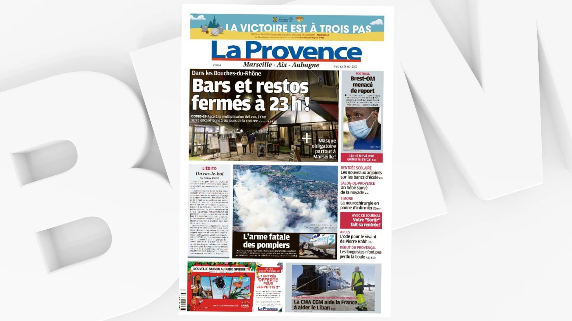 La une de "La Provence", le 26 août 2020. La une de "La Provence", le 26 août 2020.