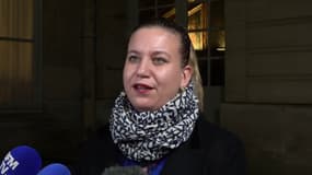 Mathilde Panot, présidente du groupe LFI à l'Assemblée nationale, le 25 novembre 2024 à sa sortie du Matignon. 