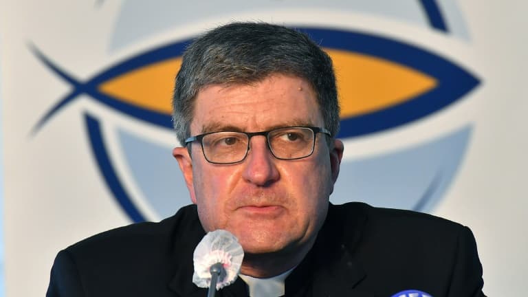 Eric de Moulins-Beaufort,  président de la Conférence des évêques de France, à Lourdes le 7 avril 2022