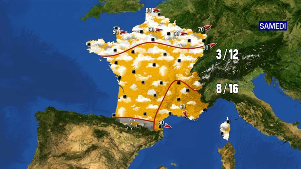 Les prévisions pour samedi. 