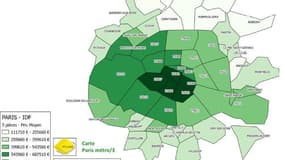 Fourchettes de prix pour un 3 pièces, dans les communes desservies par le métro