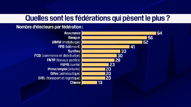 Les électeurs à la présidence du Medef - source BFM Business Les électeurs à la présidence du Medef - source BFM Business