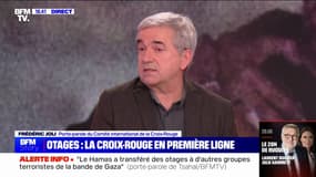 Otages du Hamas: "La Croix-Rouge fait ce qu'elle peut avec sa force de conviction et le mandat qui lui a été confié", affirme le porte-parole du Comité International de la Croix-Rouge, Frédéric Joli