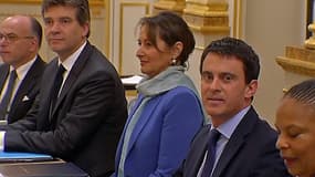 L'équipe Valls lors du Conseil des ministres, à l'Elysée ce mercredi 9 avril.