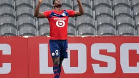 Le milieu canadien de Lille, Jonathan David, auteur d'un doublé lors du match de Ligue 1 à domicile contre Marseille, le 3 mars 2021