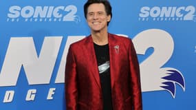 Jim Carrey en avril 2022 lors de l'avant-première du film "Sonic 2" à Westwood en Californie