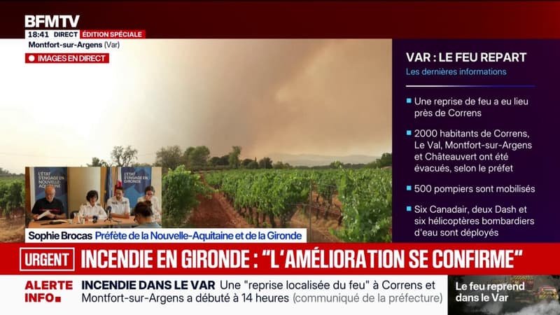 Incendie en Gironde: "On a pu autoriser les habitants de plusieurs communes à regagner leur domicile", assure la préfète