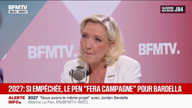 Marine Le Pen assure qu'elle fera "la campagne de Jordan Bardella" si sa peine d'inéligibilité dans le procès des assistants parlementaires du FN est confirmée