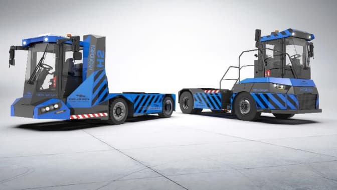 Gaussin a présenté en exclusivité ses deux nouveaux véhicules à hydrogène, l’ATM-H2 et l’APM-H2, destinés respectivement au transport en centre logistique et dans les terminaux portuaires.