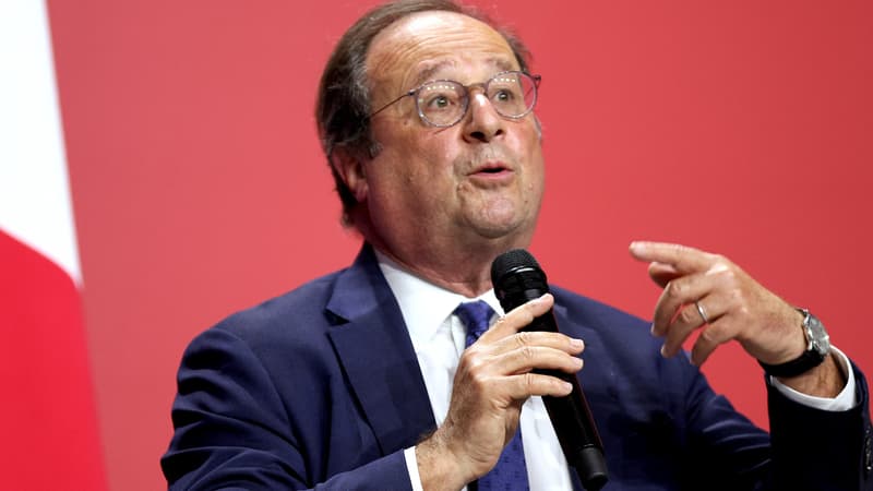 François Hollande au lancement du parti de Bernard Cazeneuve, La Convention, à Créteil, le 10 juin 2023