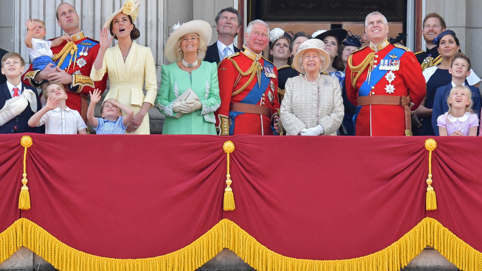 La famille royale réunie en juin 2019 pour assister à la parade militaire de Trooping the colour, le 8 juin 2019 La famille royale réunie en juin 2019 pour assister à la parade militaire de Trooping the colour, le 8 juin 2019