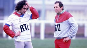 Dominique Rocheteau et Gérard Houllier au PSG en 1985