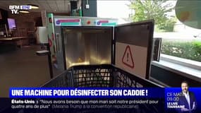 En Belgique, une machine pour désinfecter son caddie au supermarché