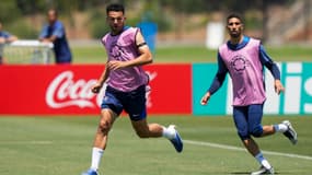 Gonçalo Ramos et Achraf Hakimi à l'entraînement avec le PSG à Los Angeles, 14 juin 2025