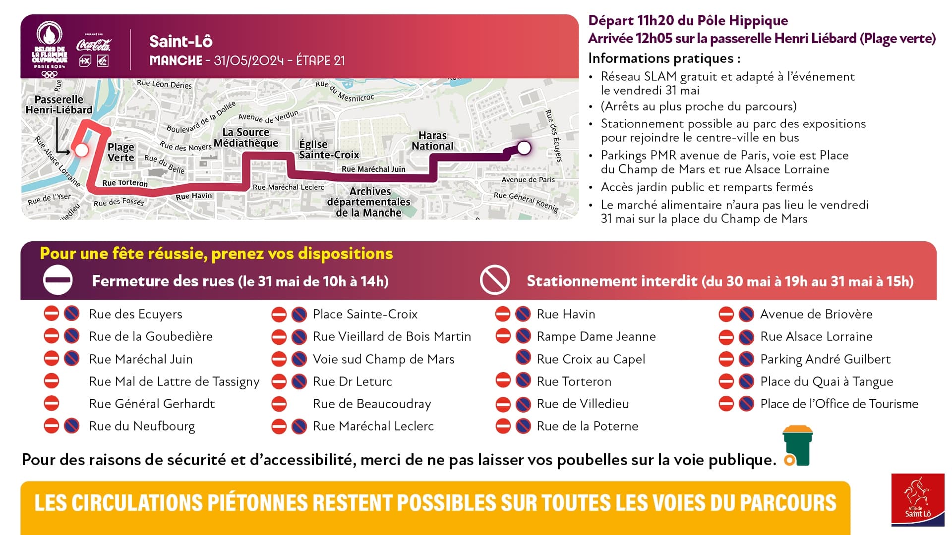 Le circuit du passage de la flamme olympique à Saint-Lô (Manche), le 31 mai 2024. Le circuit du passage de la flamme olympique à Saint-Lô (Manche), le 31 mai 2024.